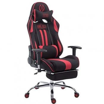 Silla Gaming Racing XL Limit en Tela Negro/Rojo con Reposapiés Ergonomica y Soporte hasta 150 kg