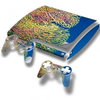 Sea Life 10142, Underwater World, Full Body Skin Sticker Decal Vinyl Wrap Cover Protector with Leather Effect Laminate and Colorful Design for PS3 Play Station 3 Slim Game Console and 2 Controllers., [Importado de Reino Unido]