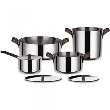 Set de Ollas Alessi Edo 7 Piezas Acero Inoxidable 18/10 con Mangos en PVD Marrón
