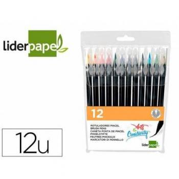 Rotulador Liderpapel Punta Pincel 12 colores