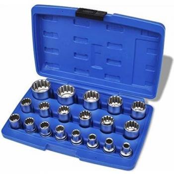Juego de 19 Piezas Llave de Vaso Ranura con Estuche de Almacenamiento