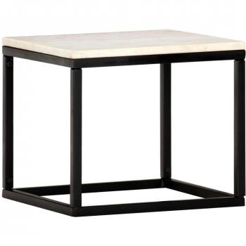 White Marble Texture Coffee Table 40x40x35 cm Real Stone