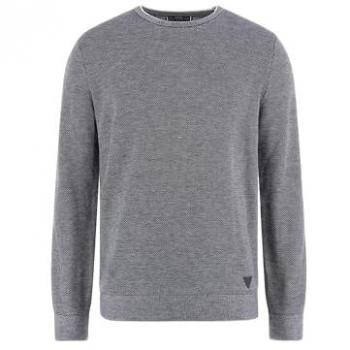 Guess Earle Men's Blue Stitched Crewneck Pullover Sweater