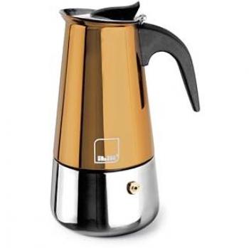 Cafetera Moka Cupra 2 Tazas Acero Inoxidable Dorado Apta para Inducción