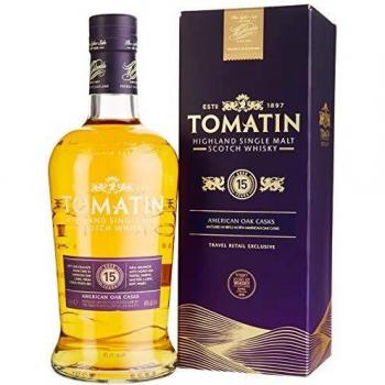 Whisky Escocés Single Malt Tomatin 15 Años en Barricas de Roble Americano - 0,7 L