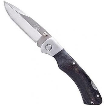 Navaja de bolsillo JKR0383 con mango de madera, hoja de acero inoxidable de 8 cm