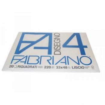 Fabriano 05201797 Dibujo 4, liso riquadrato, 33 x 48 cm, 220 g/m², 20 hojas