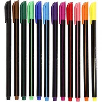 Rotuladores Fineliner Colortime, punta 0,6-0,7 mm, colores surtidos, 12 unidades