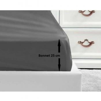 Sábana Bajera Ajustable Lovely Home Gris Oscuro 90 x 190 cm (Cama Individual) - 100% Algodón, 25 cm de profundidad