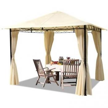 Cenador de jardín TOOLPORT 3x3 m con 4 cortinas - Lona de techo approx. 180 g/m² champán