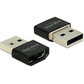 DeLOCK - Adaptador HDMI-A hembra > USB Tipo-A macho, Negro