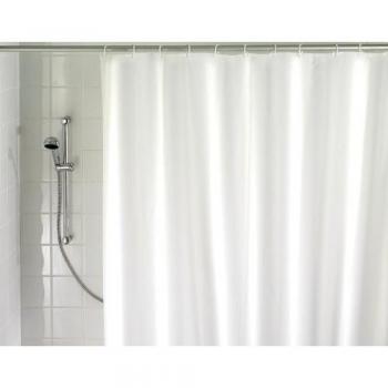 WENKO Cortina de ducha Unicolor blanca - impermeable, Polietileno, 180 x 200 cm, Blanco