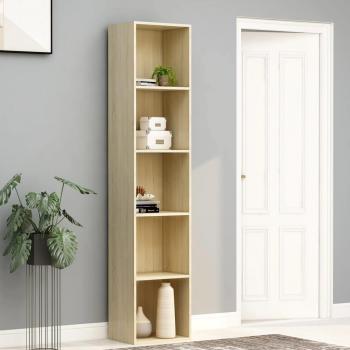 Estantería de madera contrachapada 40x30x189 cm en Blanco, Negro y Roble Sonoma - Mueble de Almacenaje para Oficina, Estudio, Sala de Estar y Dormitorio