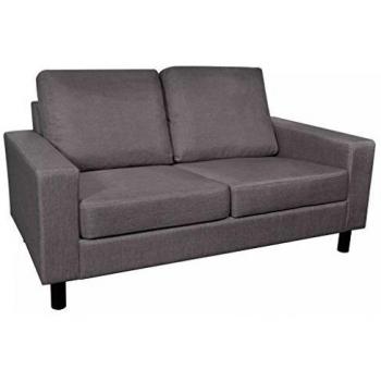 vidaXL Sofá de 2 Plazas Tapizado en Tela Gris Oscuro Sillón Dos Plazas Oficina