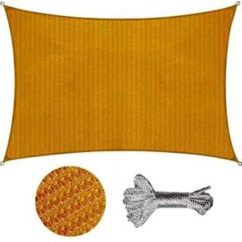 Sekey Toldo Vela de Sombra 3x4m Rectangular HDPE Prueba de Viento, Transpirable, Protección Rayos UV, para Terraza Patio Exteriores Jardín, con Ojales y Cuerdas de Fijación, Beige