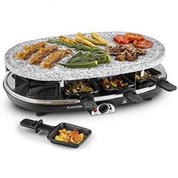 Raclette Grill Eléctrico Steaklette 1500W con Placa de Granito Natural para 8 Personas