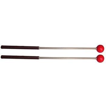 Par mazas xilófono soprano, sinteticas rojas,Bola dura. Longitud: 320 mm