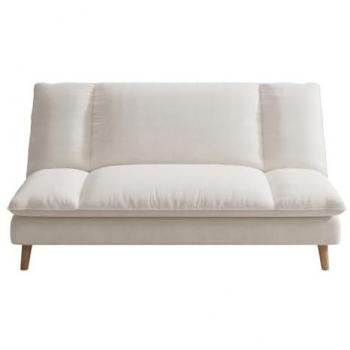 Sofá cama de 3 plazas en tejido beige, diseño Vasco, 100% poliéster, respaldo ajustable, estilo escandinavo, moderno, cómodo y funcional