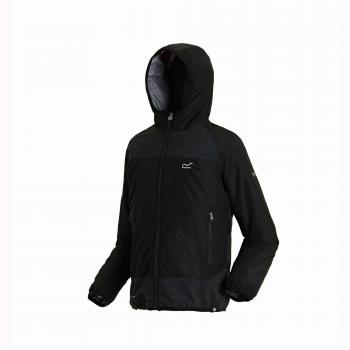 Regatta Volcanics II Waterproof and Breathable Lightweight Insulated Reflective Hooded Chaqueta, Infantil, Negro, Talla 11-12
