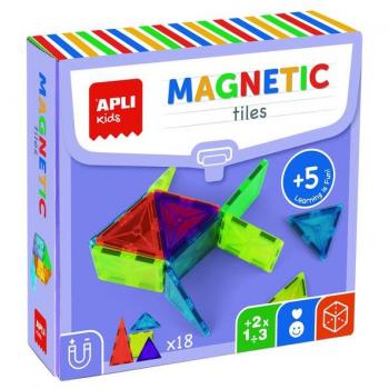 Juego Educativo 18 Piezas de Bloques Magnéticos Transparentes para Construcción 3D