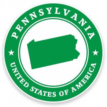 2 x 25cm/250 mm Pennsylvania, EE.UU.Etiqueta autoadhesiva de vinilo adhesivo portátil de viaje equipaje signo coche divertido #9458