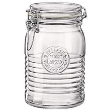 Tarro Hermético de Vidrio Officina 1825 - 1L, Transparente, Ecológico y Reciclable, Fabricado en Italia