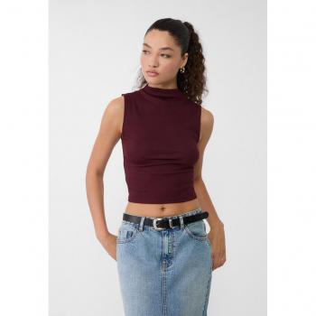Stradivarius Purple XL Mini Mock Neck Top