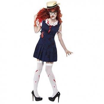 Smiffys Disfraz de universitaria Zombi High School Horror, Azul Marino, con Vestido y so