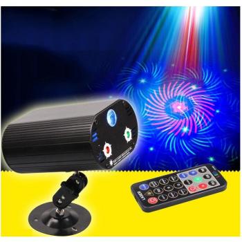 Mini Proyector Láser Doble LED RGB con Puntos de Colores para Fiestas Disco y DJ