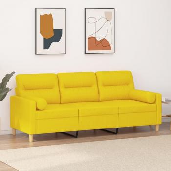 Sofá de 3 plazas con cojines tela amarillo claro 180 cm vidaXL
