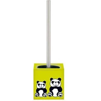 MSV Panda Escobilla de baño y Soporte, Acero Inoxidable, Amarillo, 37x11x11 cm