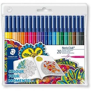 STAEDTLER 326WP20AC Noris Club Fibre-Tip Pen with Wallet - Assorted Colours, Pack of 20