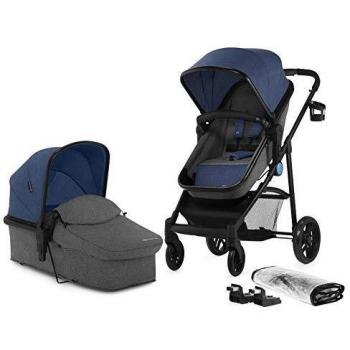 Kinderkraft Carrito Bebé 2 en 1 JULI, Silla de Paseo, Capazo, Plegable, Azul