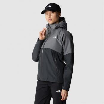 Chaqueta de mujer Zip-In Diablo Dynamic The North Face, con capucha, color gris claro y gris oscuro, talla S