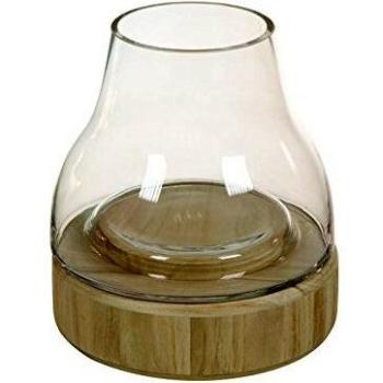 Bigbuy Home S0105291 Portavelas Vidrio Madera, Coleccion Pure Crystal Deco by Homania