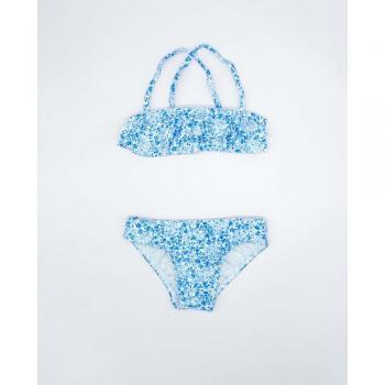 Bikini de niña estampado con volante y lazo en la espalda