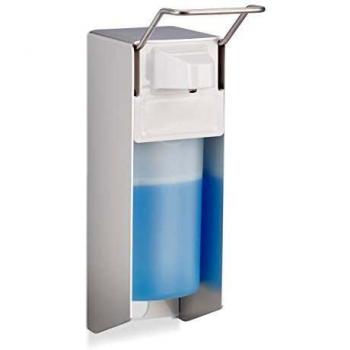 Relaxdays Dispensador Jabón 500 ml para Pared, Blanco, Plástico-Metal, 28 x 8 x 15 cm