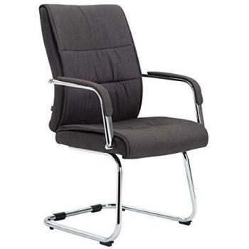 Silla de Reuniones Cantilever Sievert Tapizada en Tela Gris Oscuro con Reposabrazos