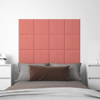 Paneles de pared 12 piezas Rosa 30x30 cm Terciopelo 1,08 m²