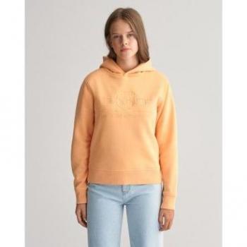 Sudadera con capucha Tonal Shield amarilla para niños Gant con logo bordado