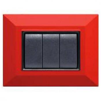 Placa Compatibles Axolute Bticino Color Rojo 3 Foros