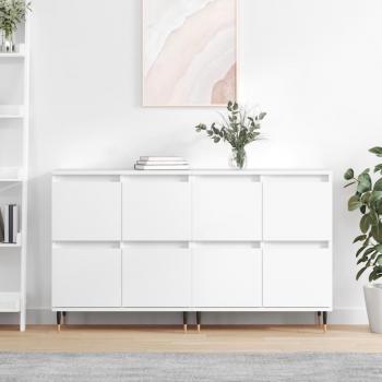 Aparadores de múltiples capas de madera contrachapada blanca - 2 piezas Vidaxl