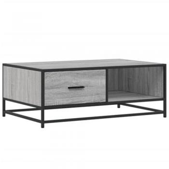 Mesa de centro madera ingeniería metal gris Sonoma 90x57x35 cm