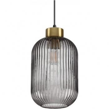 Colgante de diseño Mint-3 Cristal Ahumado 1 bombilla 36cm, Lámpara colgante de techo 1 luz, Cúpula de cristal para interior, E27
