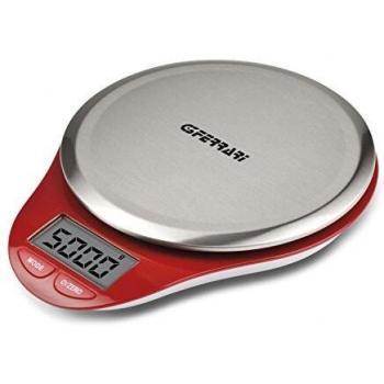 G3 Ferrari G20082 - Báscula de cocina electrónica con plato inoxidable 1 g/5 kg, rojo