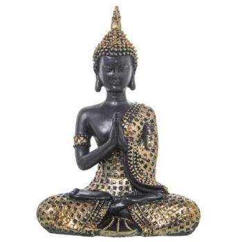 Figura Decorativa Buda Marrón Dorado Acrílico Plástico Melamina Alexandra House Living
