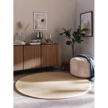 Alfombra Redonda de Sisal Crema Ø 200 cm - Estilo Natural, Fácil de Limpiar