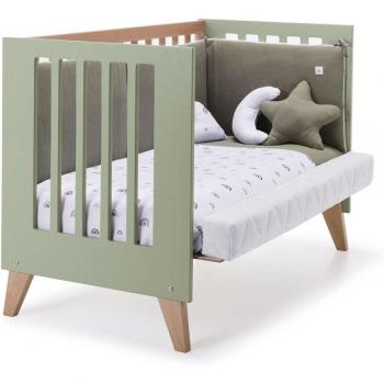 Cuna de colecho 4 en 1 Alondra Nexor (60 x 120 cm) - Madera y verde-oliva