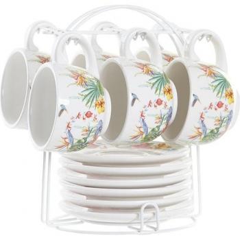 Juego de Tazas de Café DKD Home Decor Multicolor 180 ml Dolomita