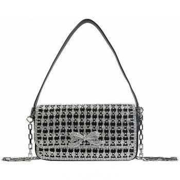 Crystal Baguette Shoulder Bag - Black